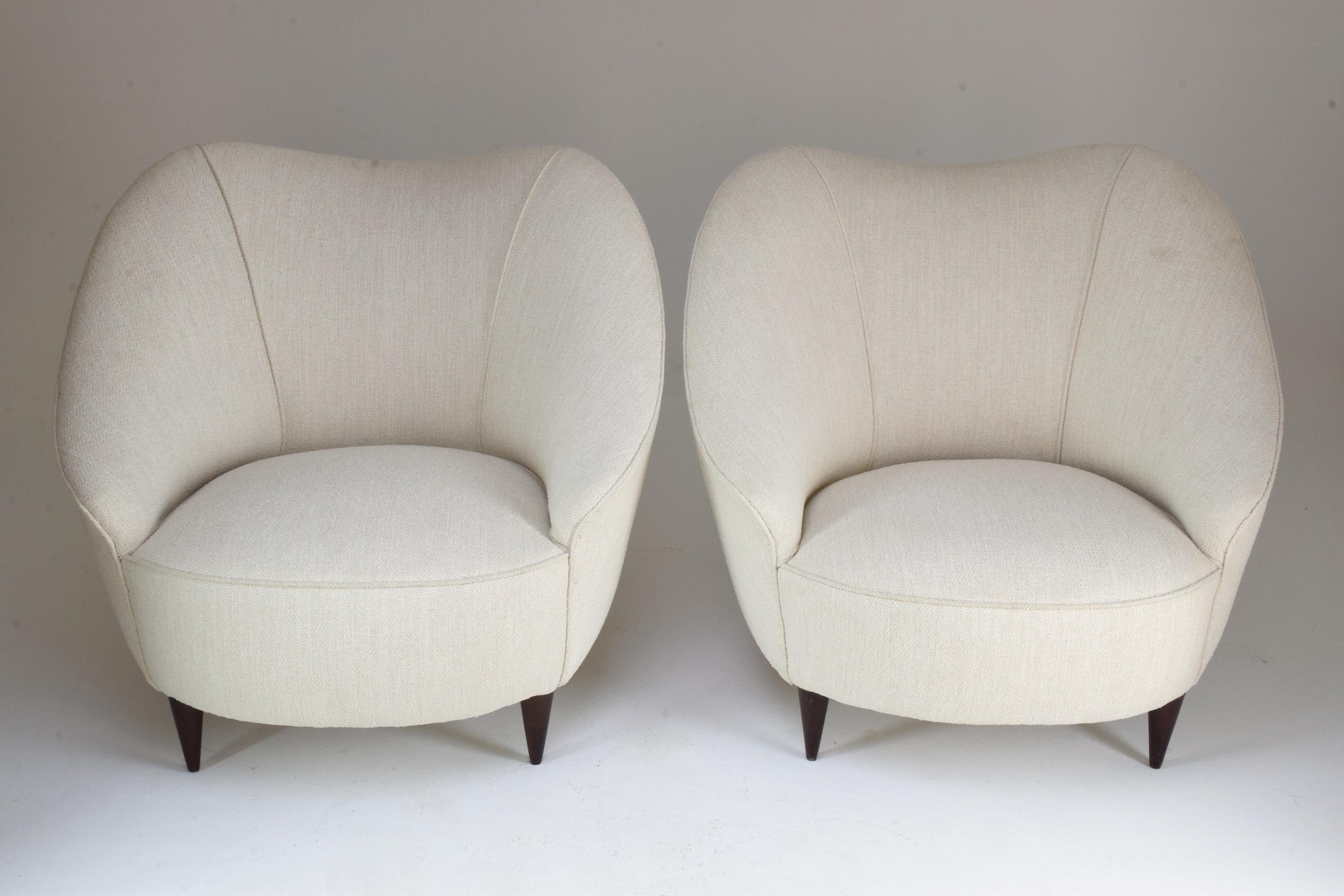 20th Century Pair of Italian Midcentury Armchairs Attributed to Gio Ponti, 1950s