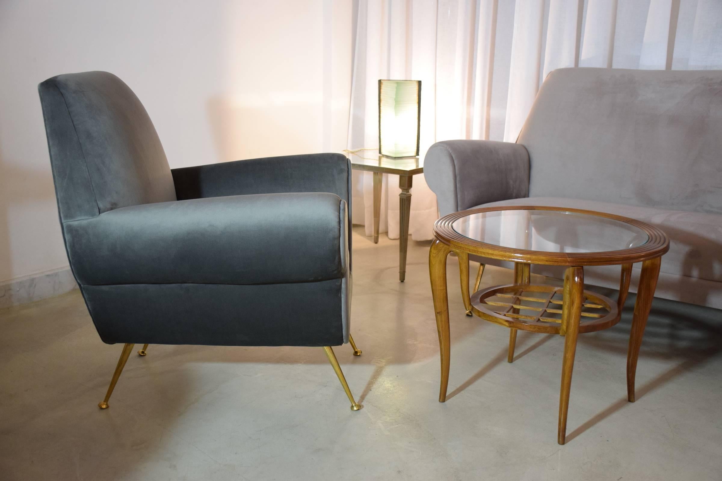 Polished  Italian Armchairs by Gigi Radice for Minotti, 1950s