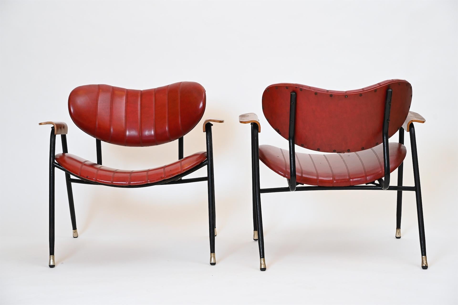 Upholstery Pair of Italian Midcentury Armchairs circa 1950 for RIMA