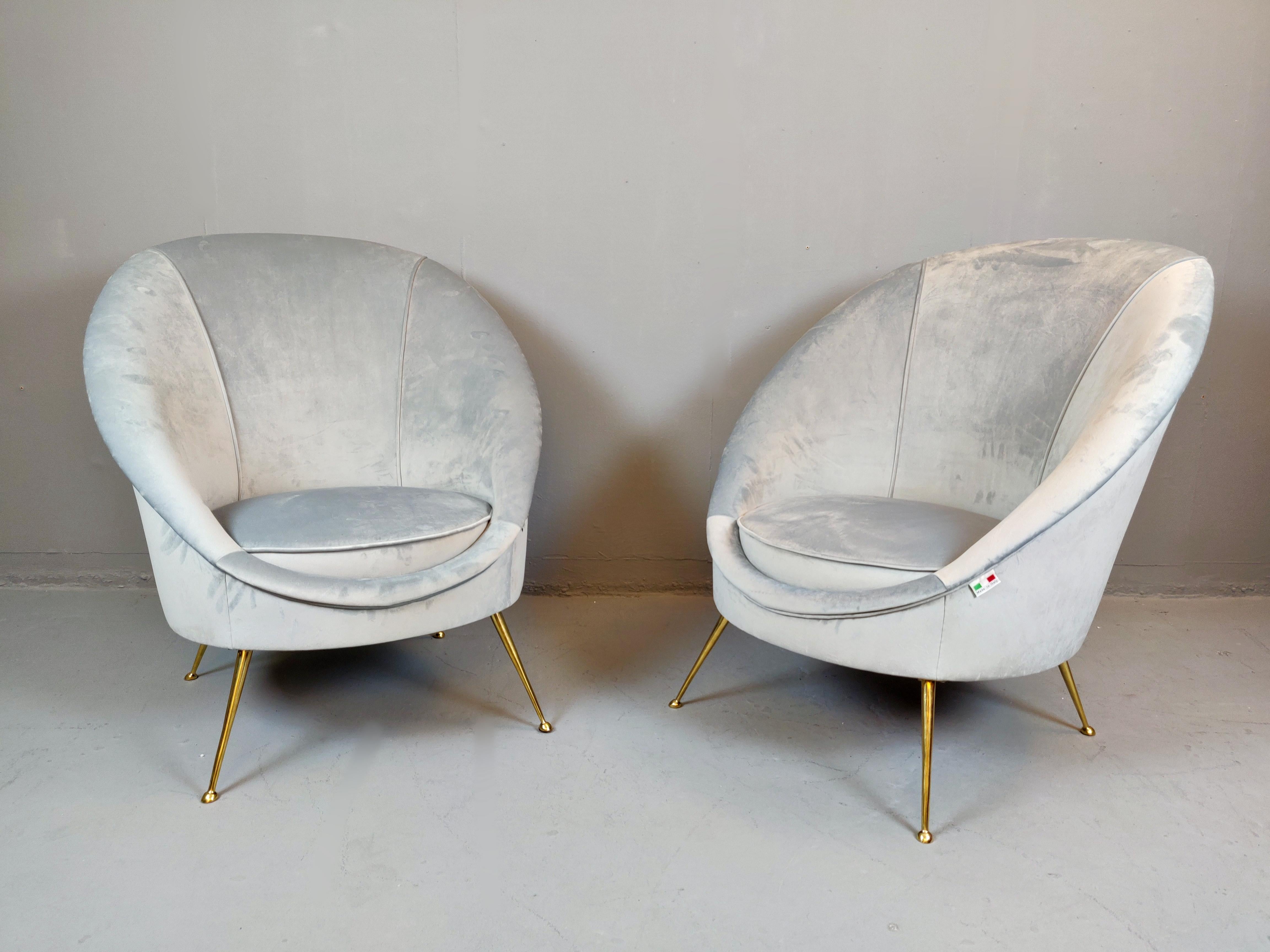 Pair of Italian midcentury armchairs, new upholstery.