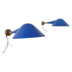Pair of Italian Mid-Century Brass Adjustable Wall Lights