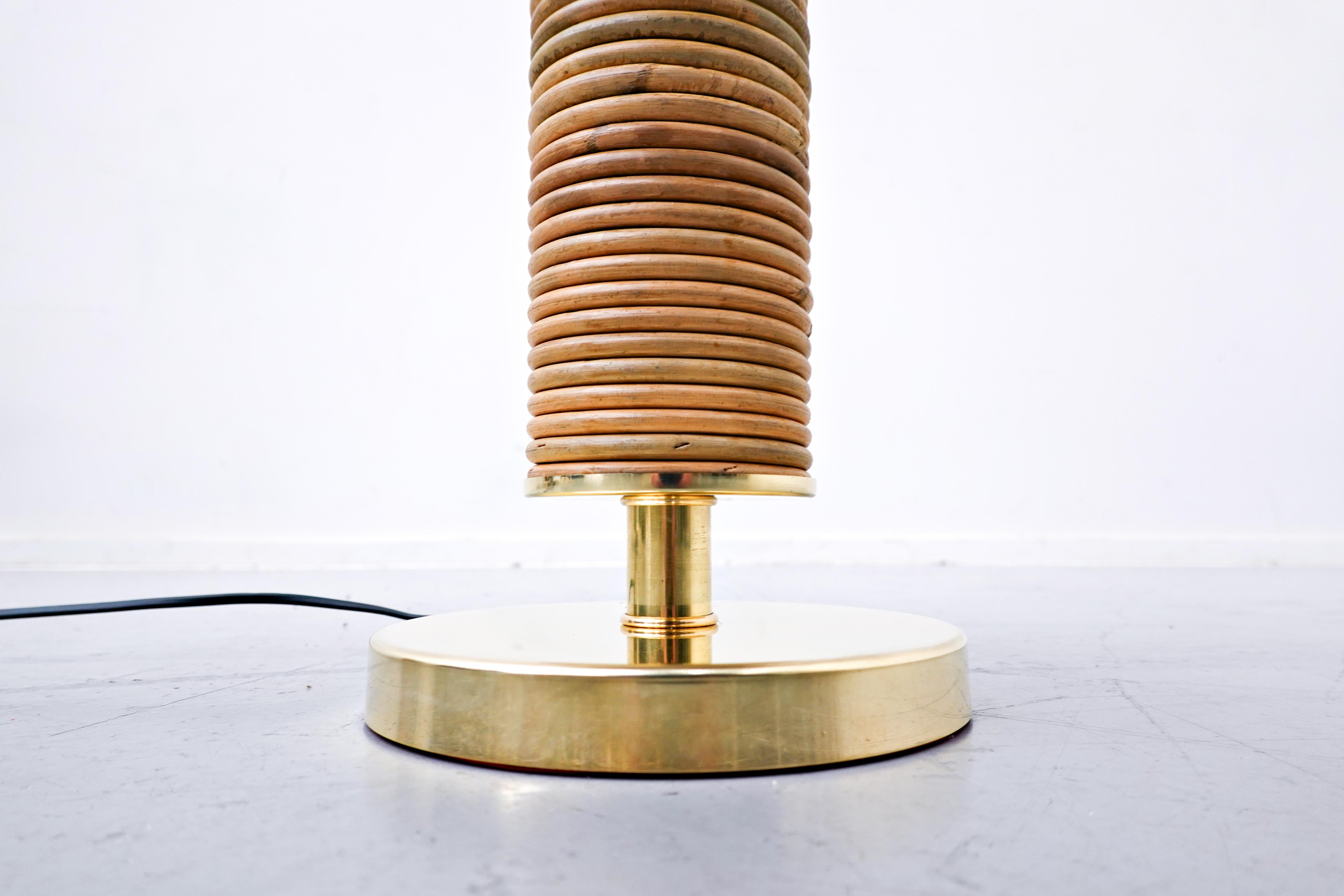 Pair of modern italian brass and bamboo table lamp 4