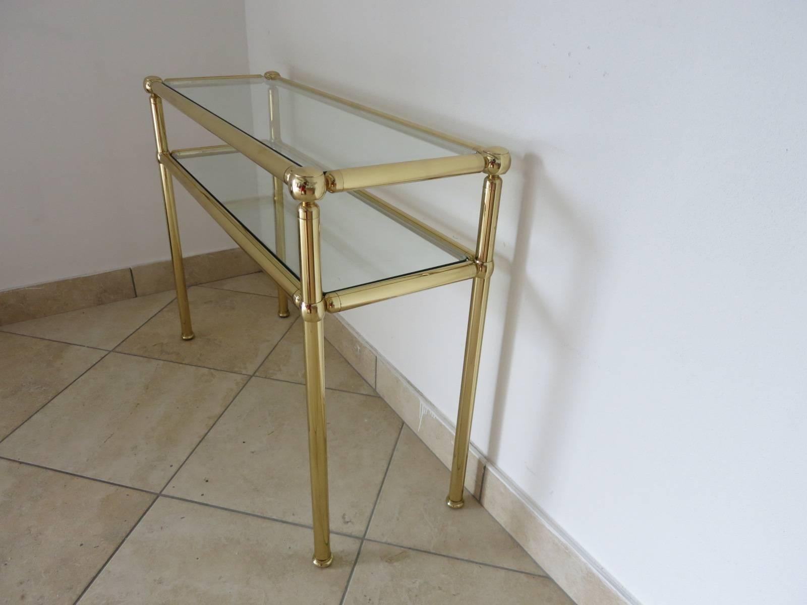 Mid-20th Century Pair of Italian Midcentury Brass Console Table, Italy, 1950s For Sale