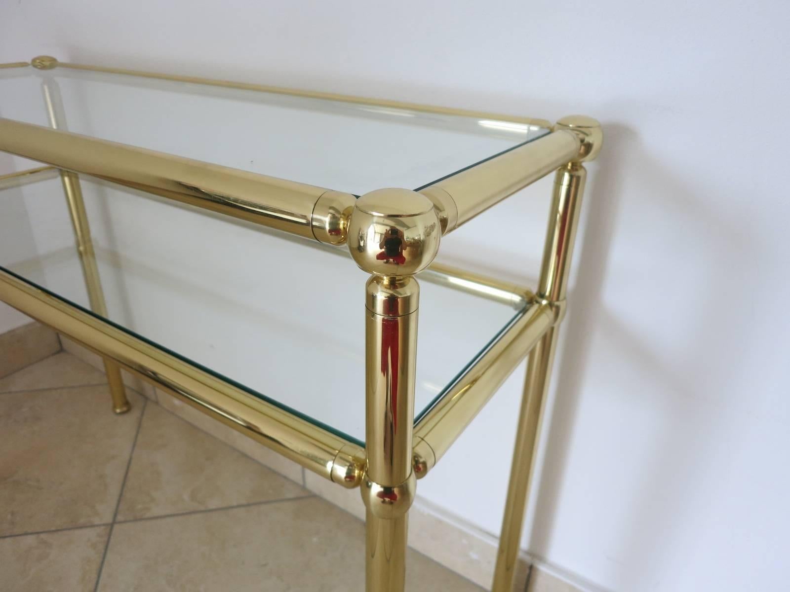 Pair of Italian Midcentury Brass Console Table, Italy, 1950s For Sale 1