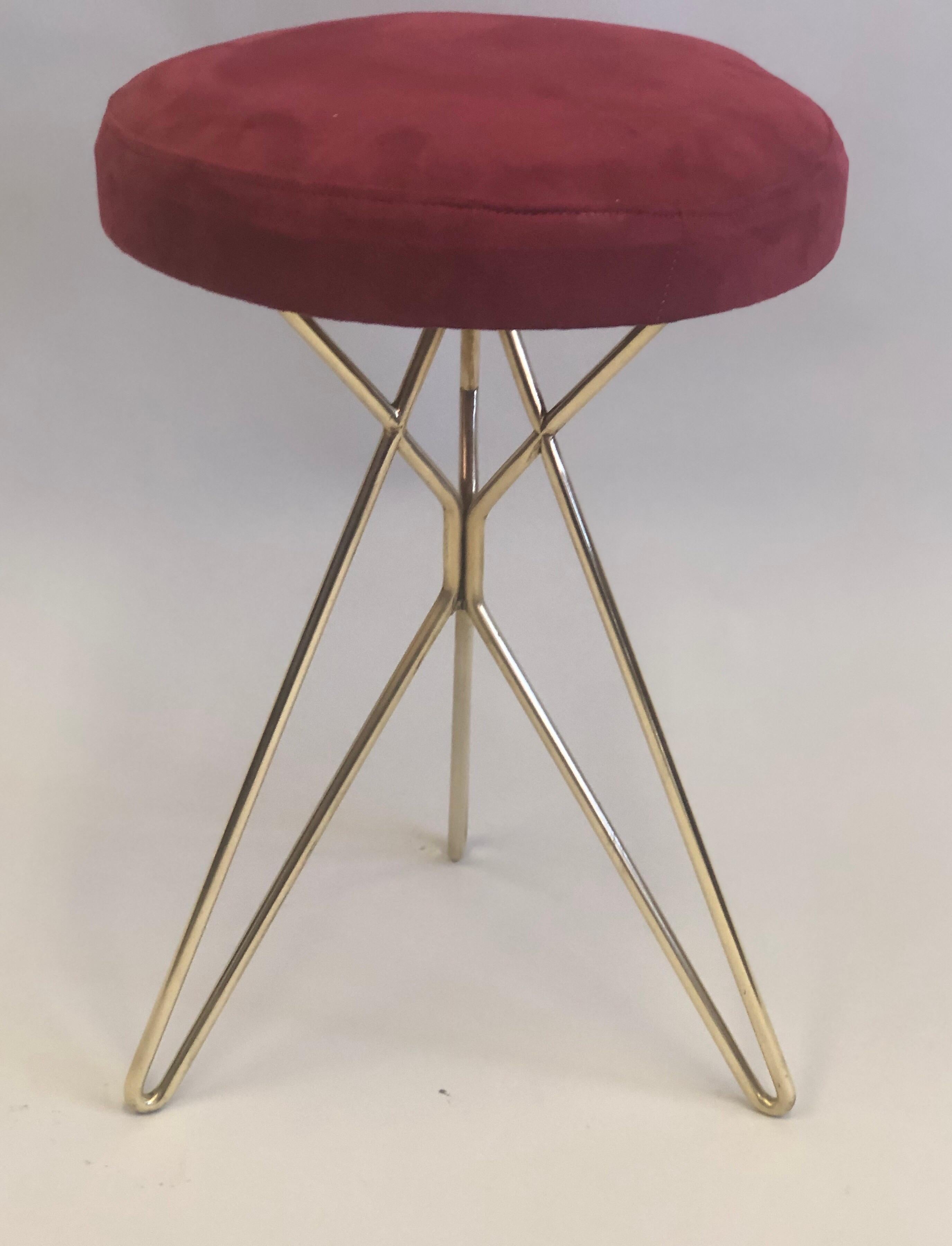 Pair of Italian Midcentury Brass Stools Attributed to Ico Parisi, 1952 For Sale 1
