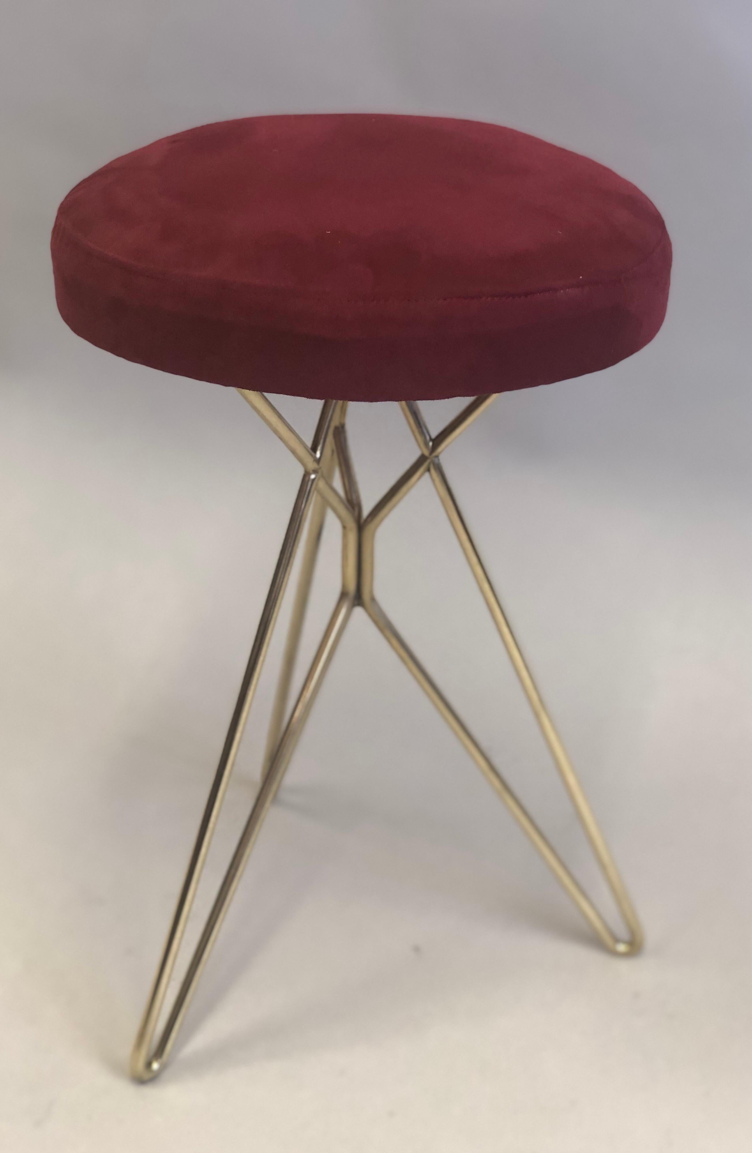 Pair of Italian Midcentury Brass Stools Attributed to Ico Parisi, 1952 For Sale 2