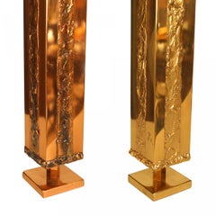Pair of Italian Mid-Century Copper and Brass Vases