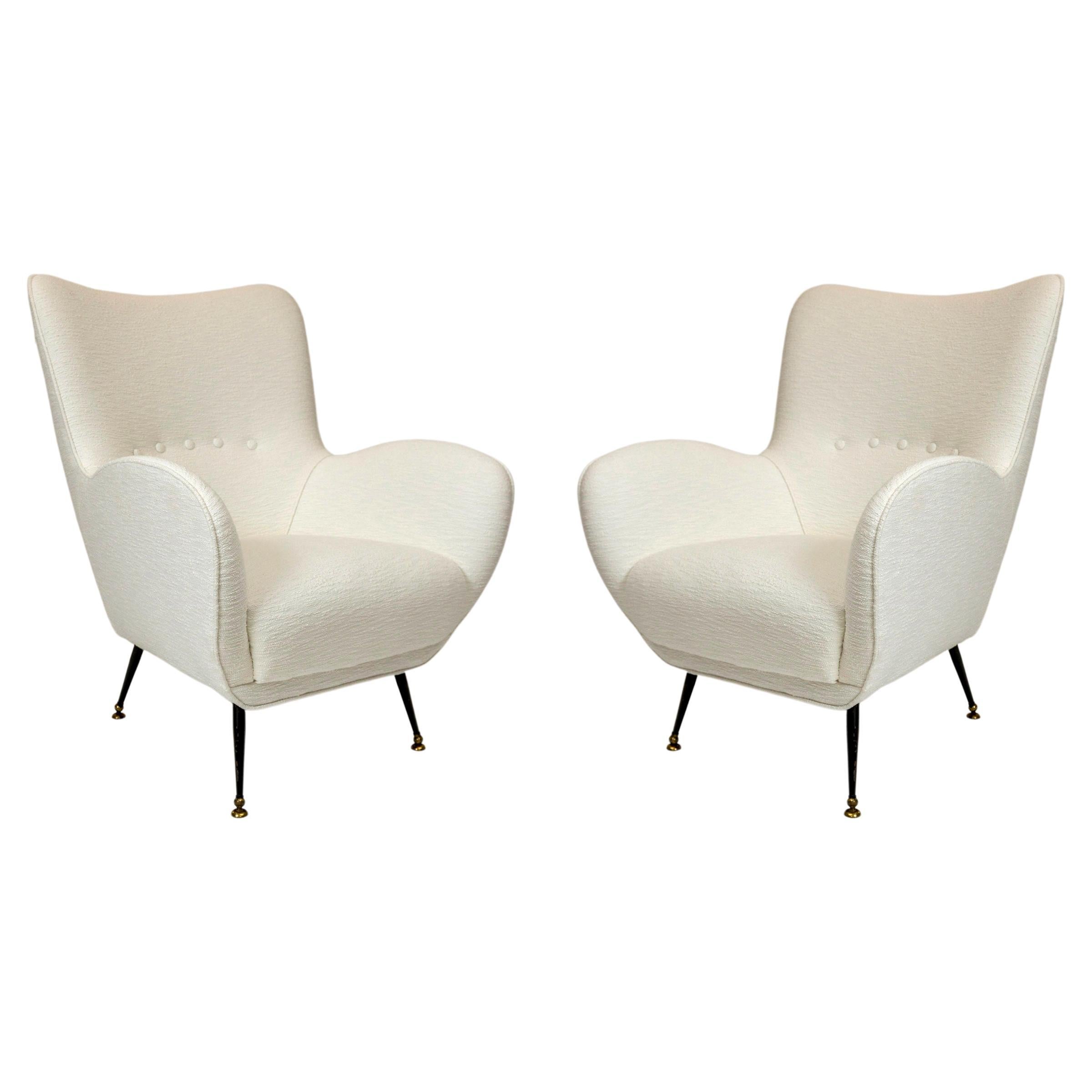 Pair Of Italian Mid Century Curving Lounge Chairs For Sale