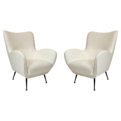 Pair Of Italian Mid Century Curving Lounge Chairs