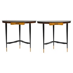 Pair of Italian Mid Century D-Shaped Consoles