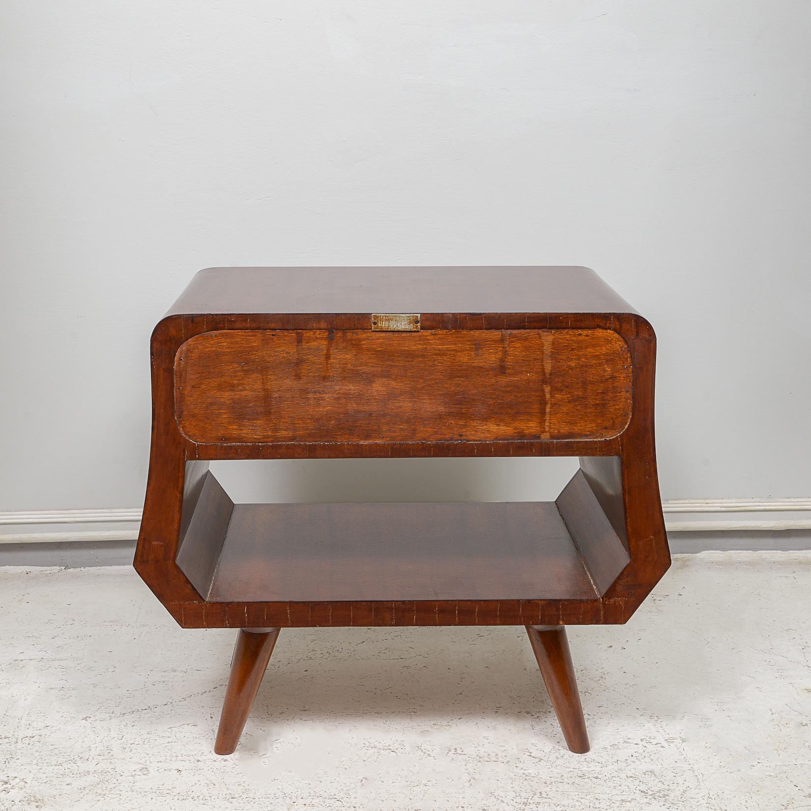 Pair of Italian Mid-Century End Tables with Central Drawers For Sale 3