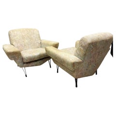 Pair of Italian MId-century Futurist Lounge Chairs Attr. to Gigi Radice, c. 1950