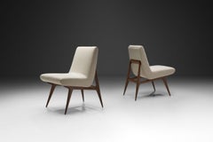 Pair of Italian Mid-Century Geometric Lounge Chairs, Italy ca 1950s