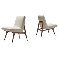 Pair of Italian Mid-Century Geometric Lounge Chairs, Italy ca 1950s