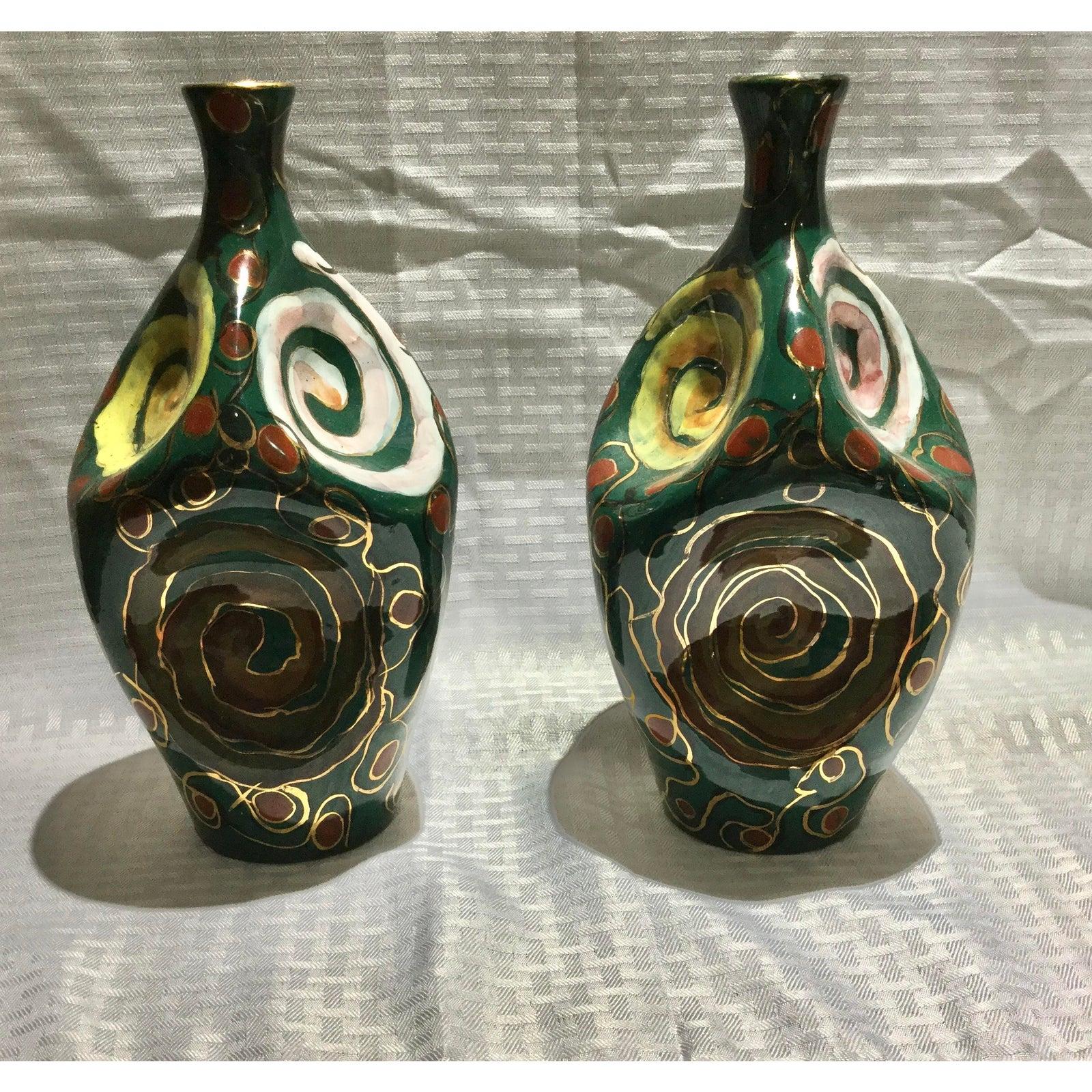 Pair of Italian Midcentury Glazed Terracotta Vases 5