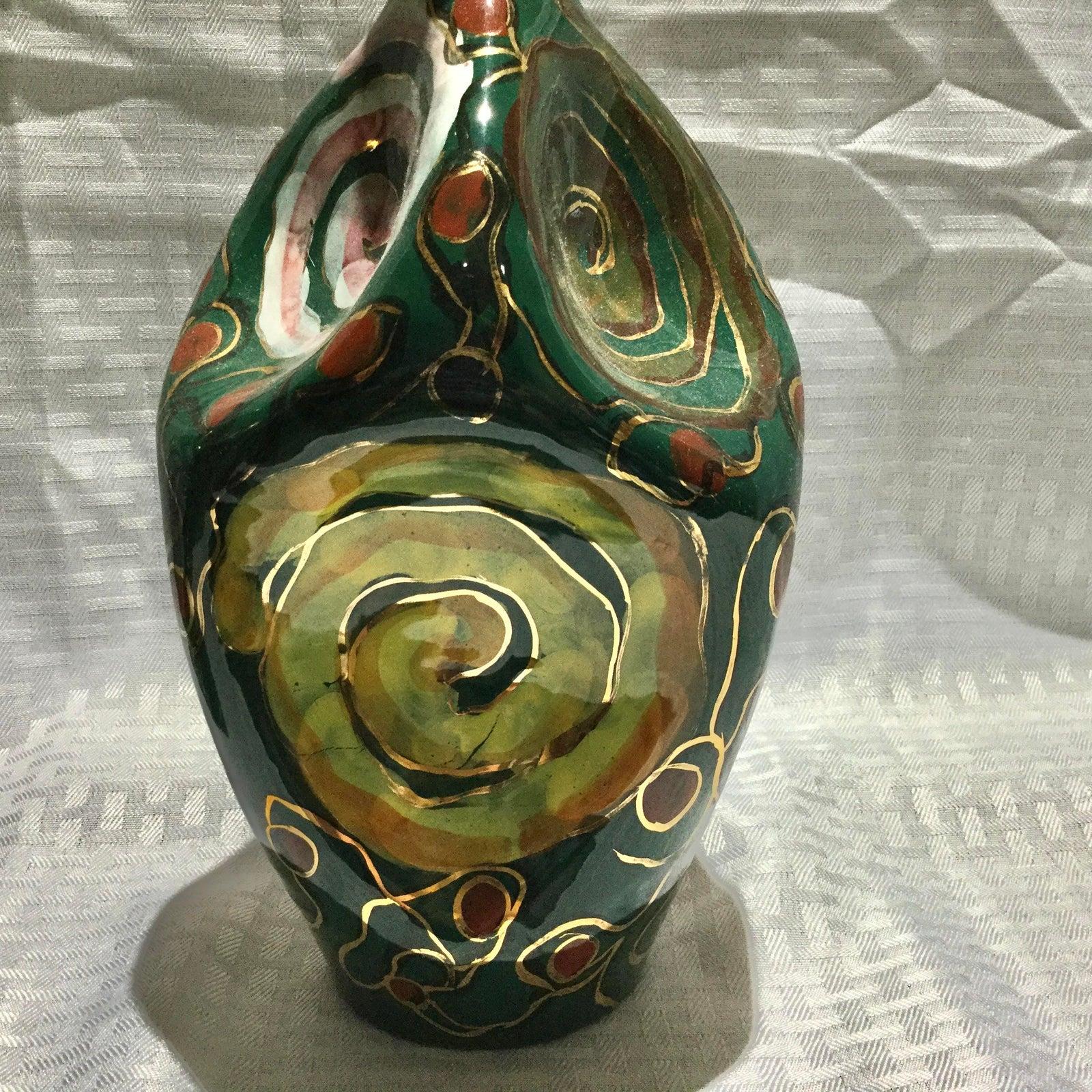 Mid-20th Century Pair of Italian Midcentury Glazed Terracotta Vases