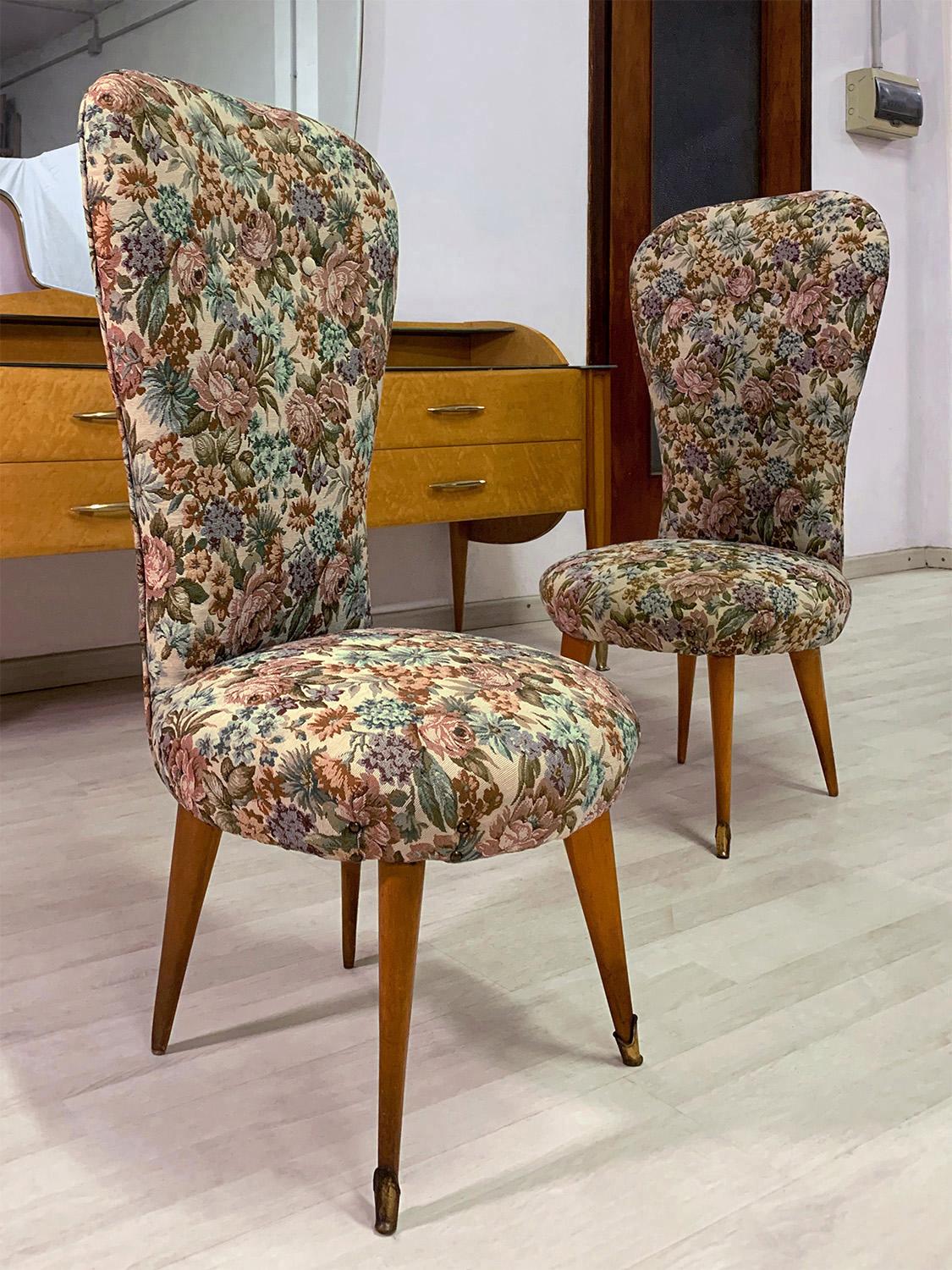 Pair of Italian Mid-Century Gobelin Side Chairs Paolo Buffa style, 1950s 1