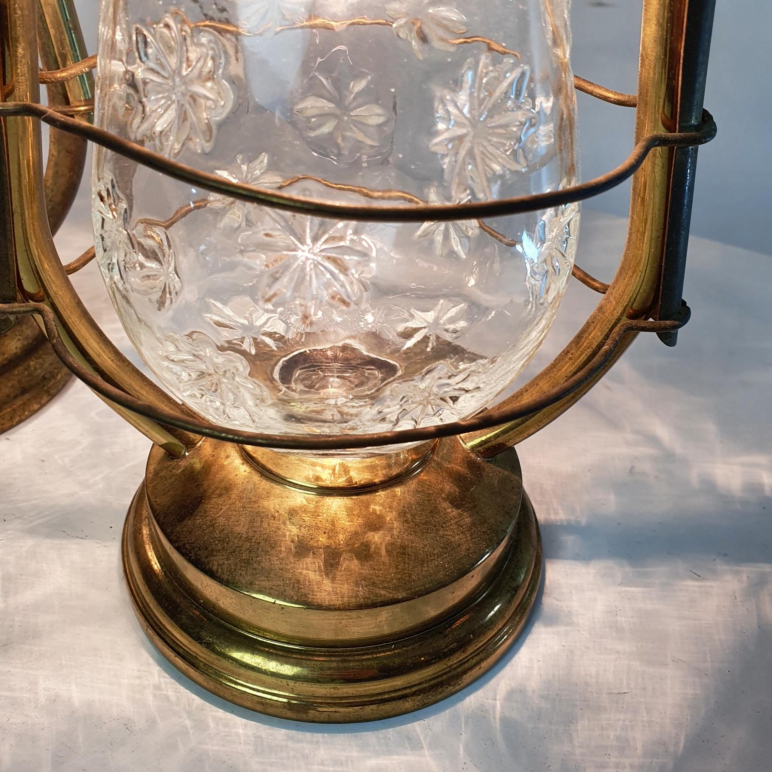 Italian Pair of Electric Mid-Century Hurricane Lanterns For Sale