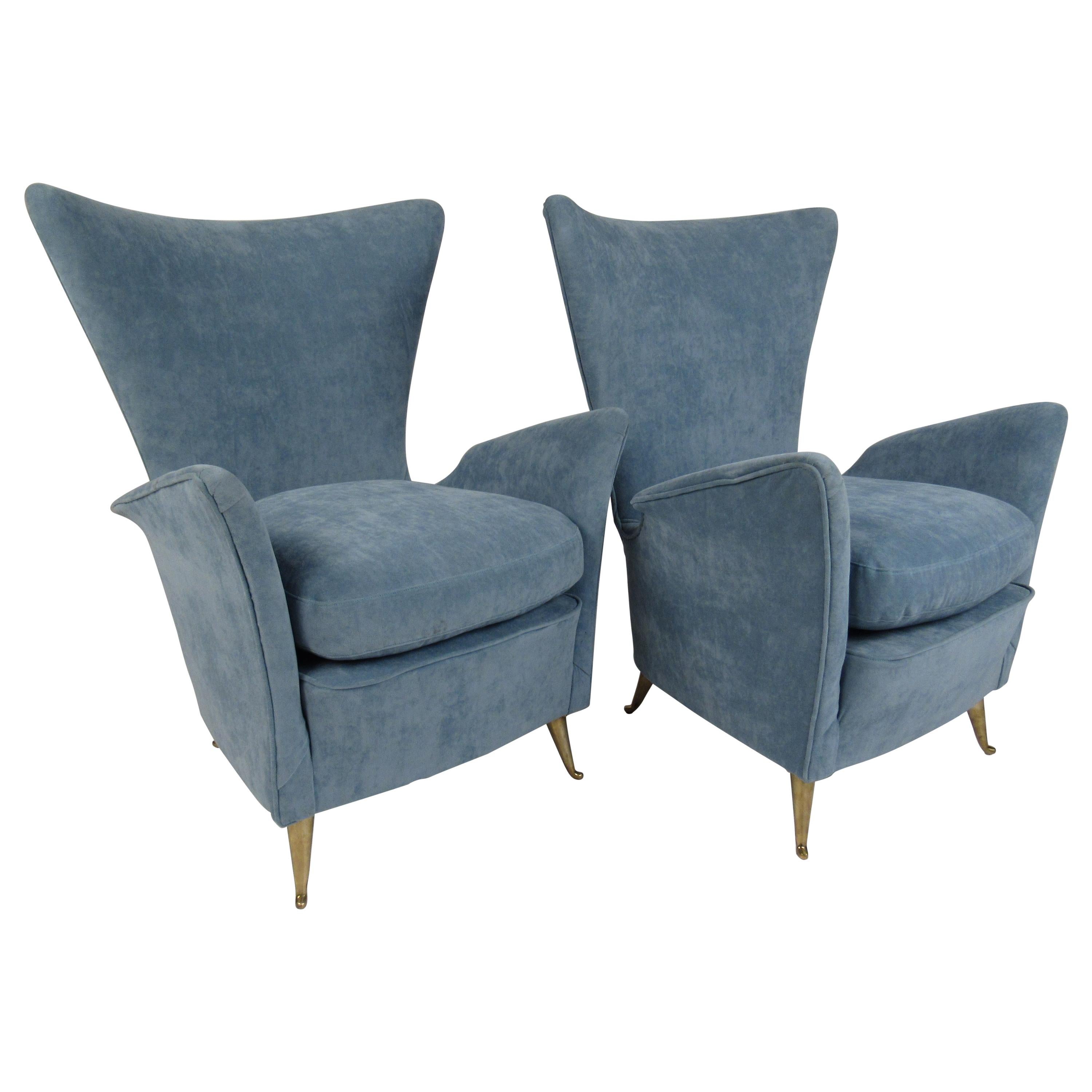 Pair of Italian Midcentury I.S.A Bergamo Style Lounge Chairs