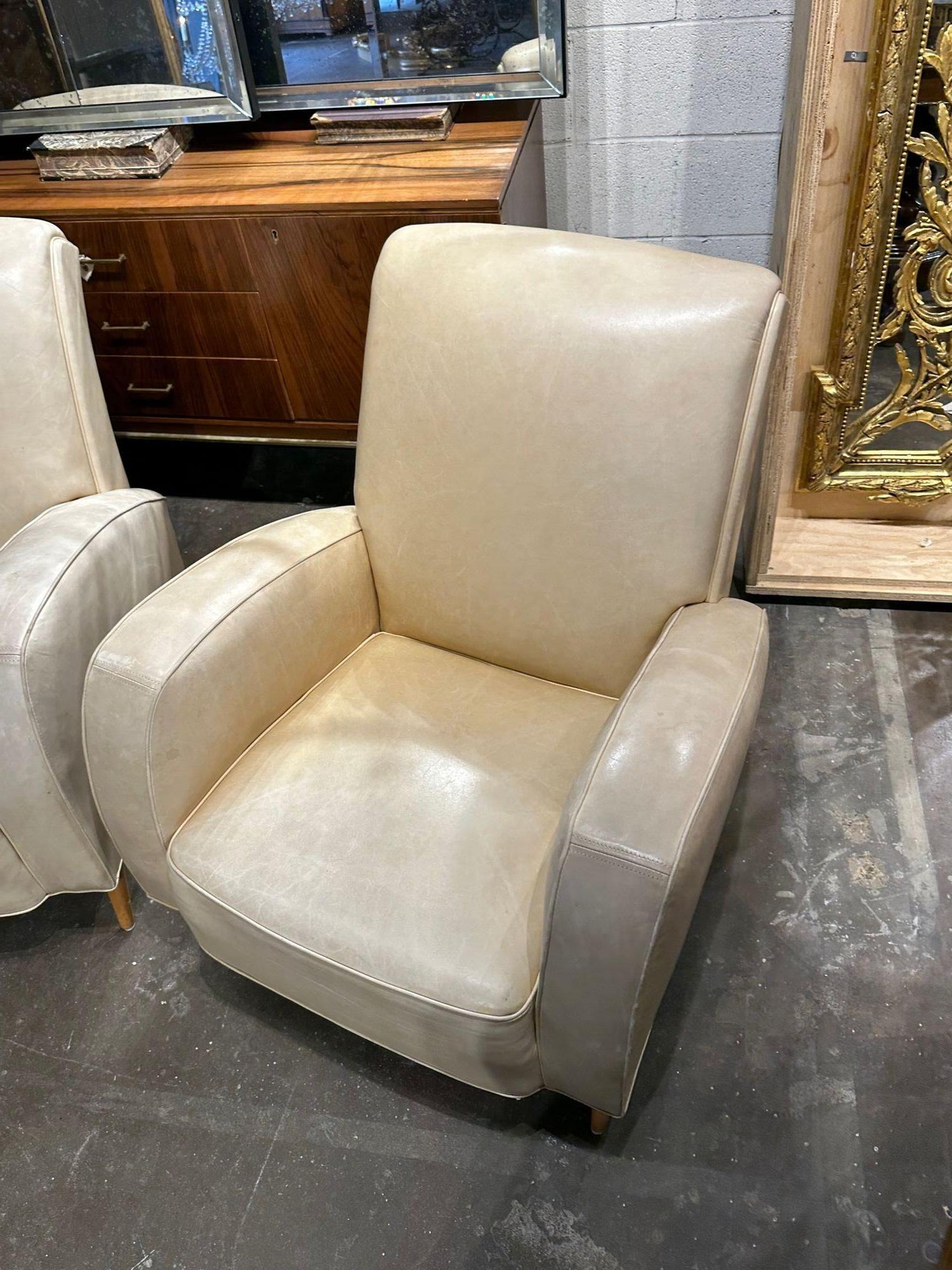 Pair of Italian Midcentury Leather Club Chairs 2