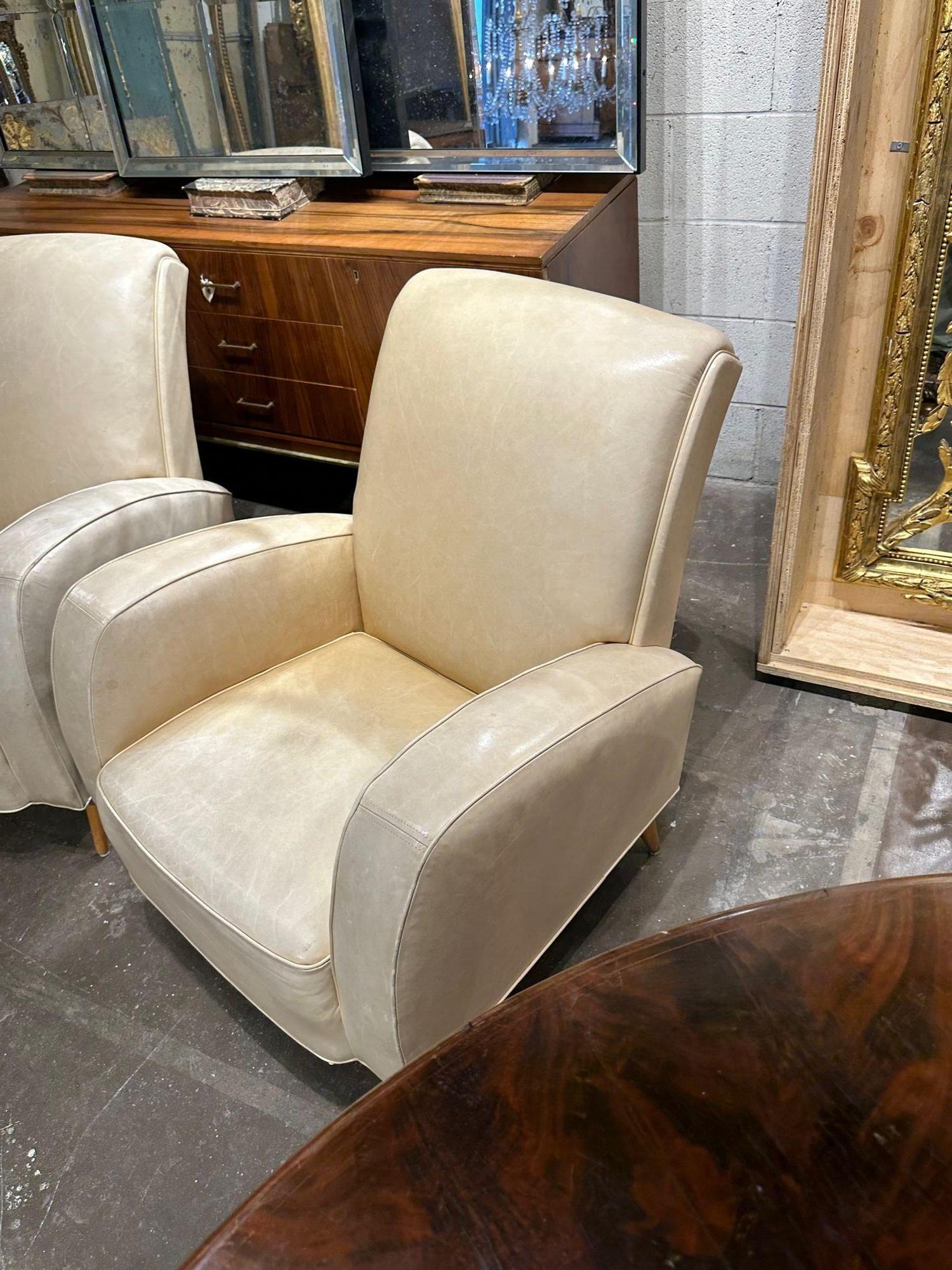 Pair of Italian Midcentury Leather Club Chairs 3