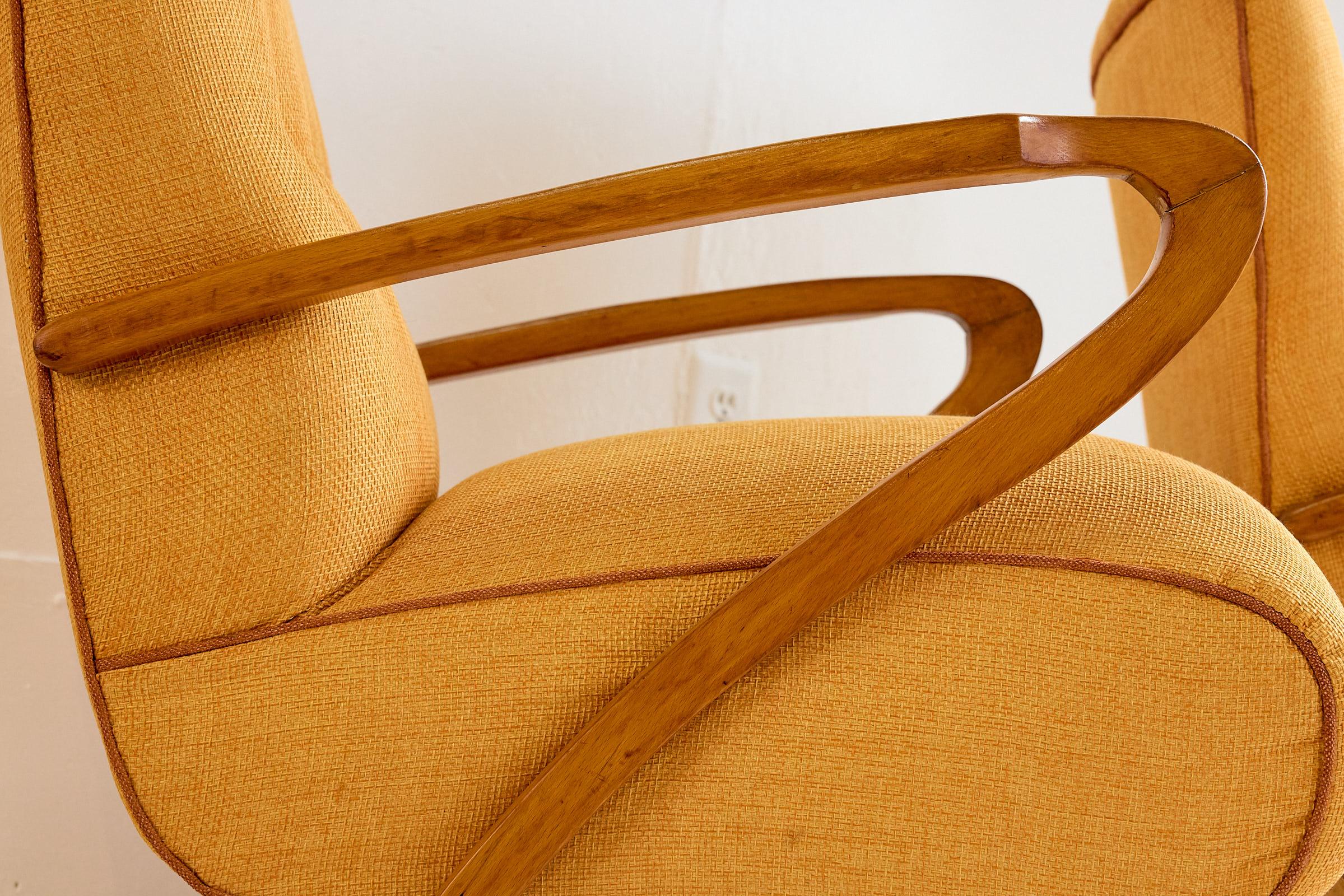 Paire de chaises longues italiennes du milieu du siècle dernier par Guglielmo Ulrich en vente 6