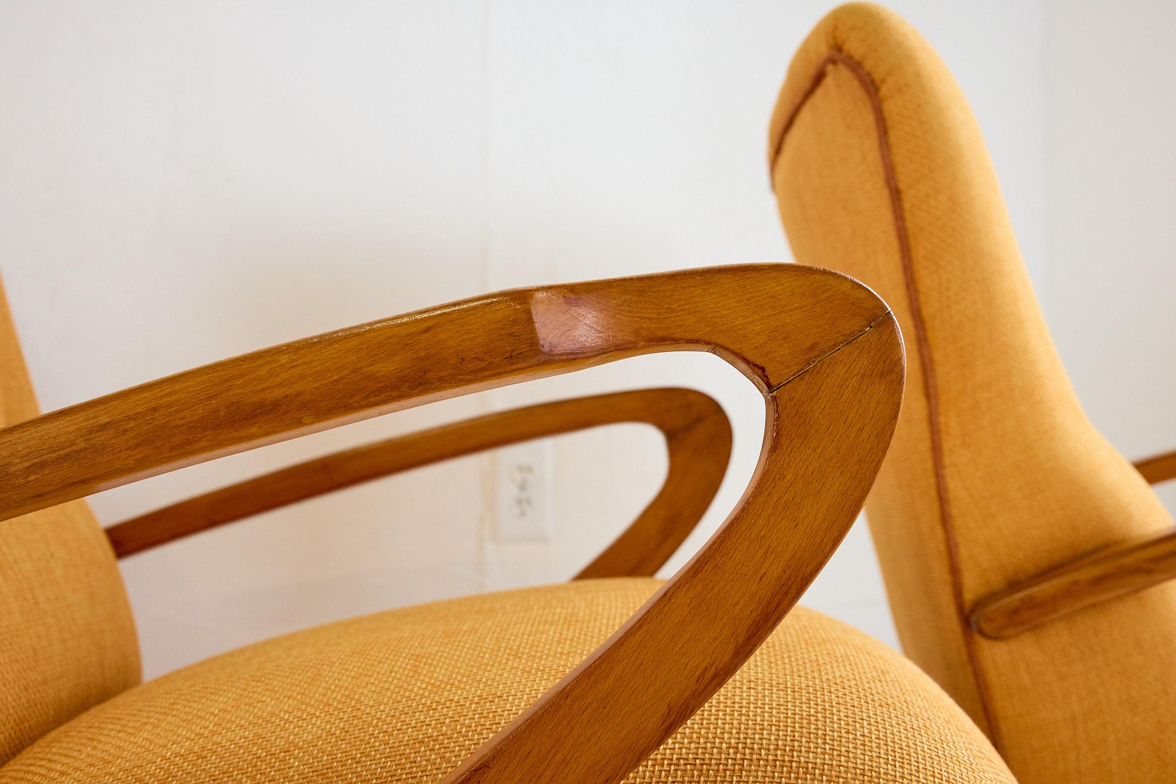 Pair of Italian Mid Century Lounge Chairs by Guglielmo Ulrich For Sale 3