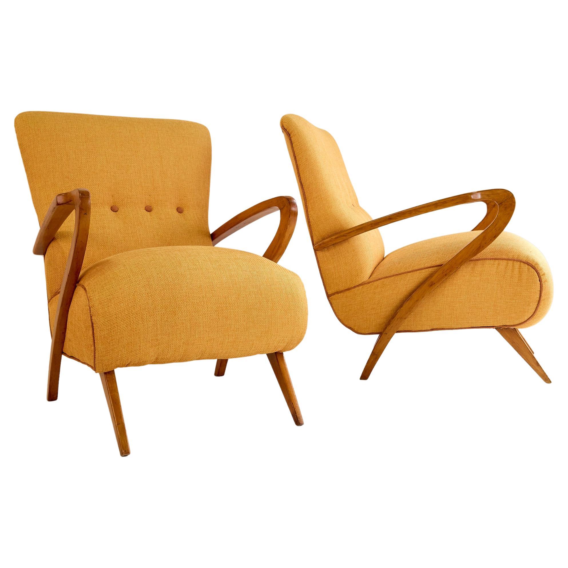 Pair of Italian Mid Century Lounge Chairs by Guglielmo Ulrich
