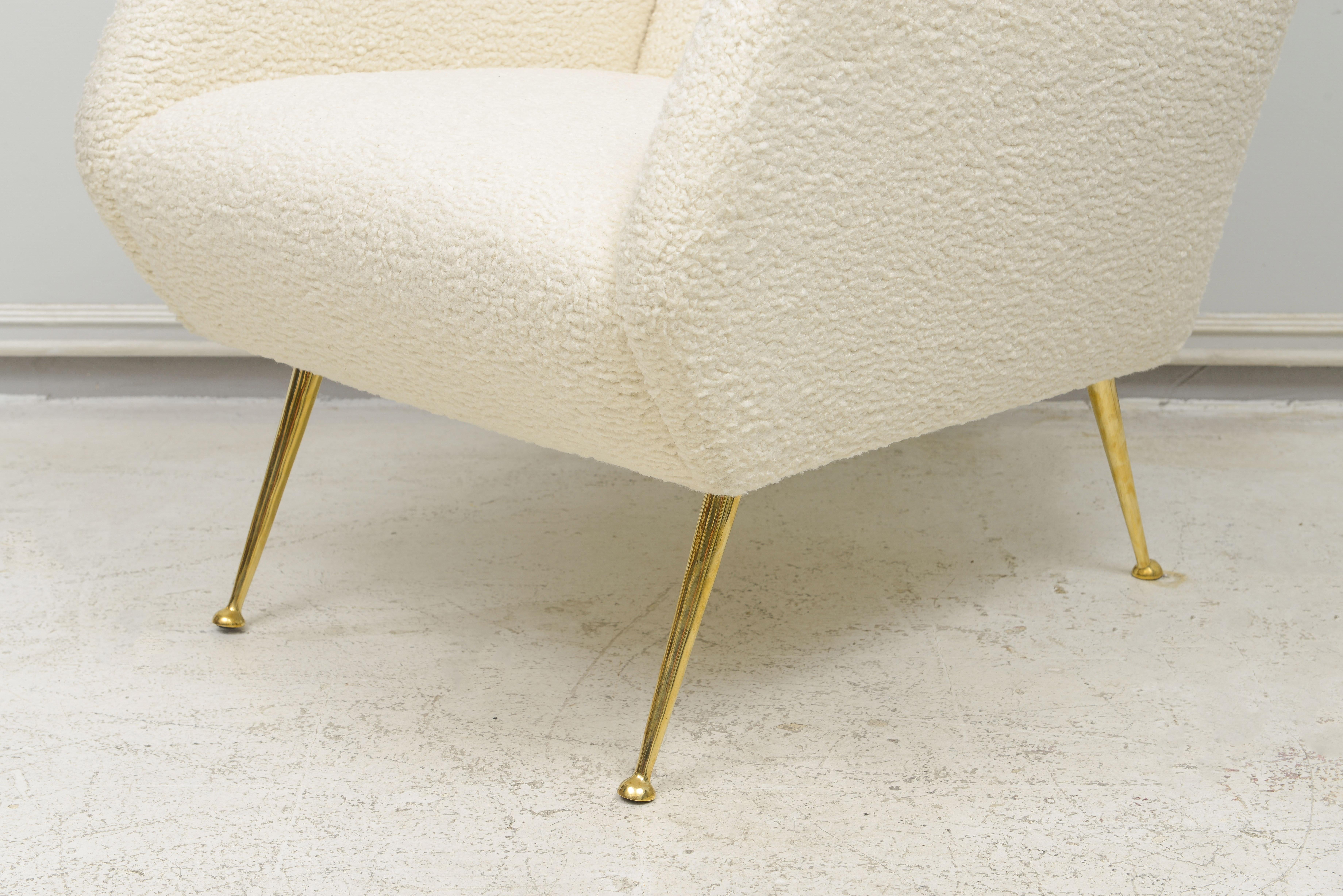 Brass Pair of  Italian Mid-Century lounge chairs For Sale