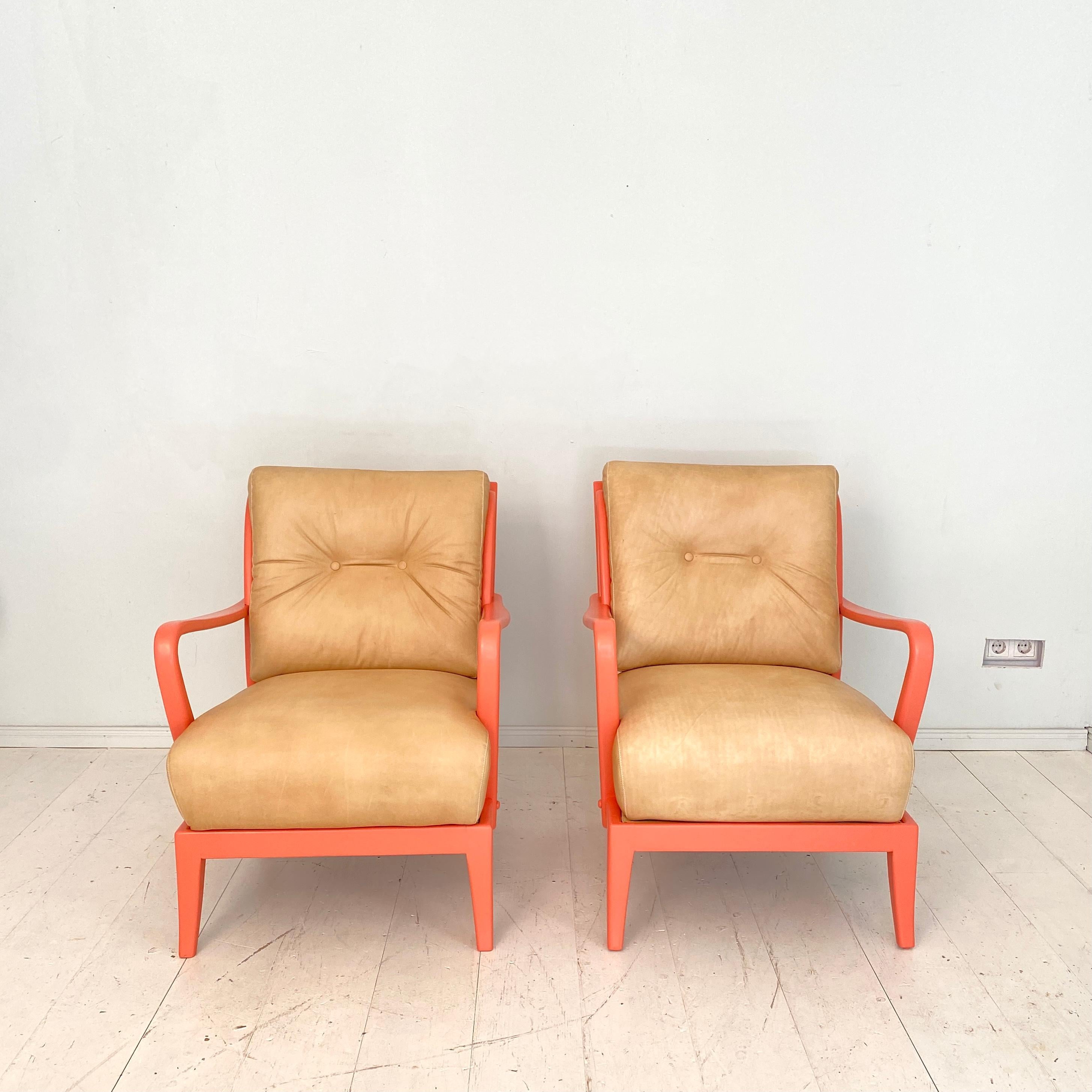 coral colored chairs