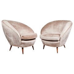 Paire de chaises longues italiennes du milieu du siècle dernier dans le style d'Ico Parisi
