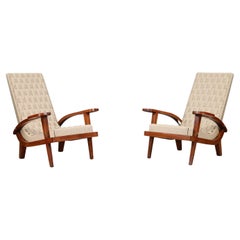 Pair of Italian Mid-Century Lounge Chairs with Webbing, Italy, 1940s