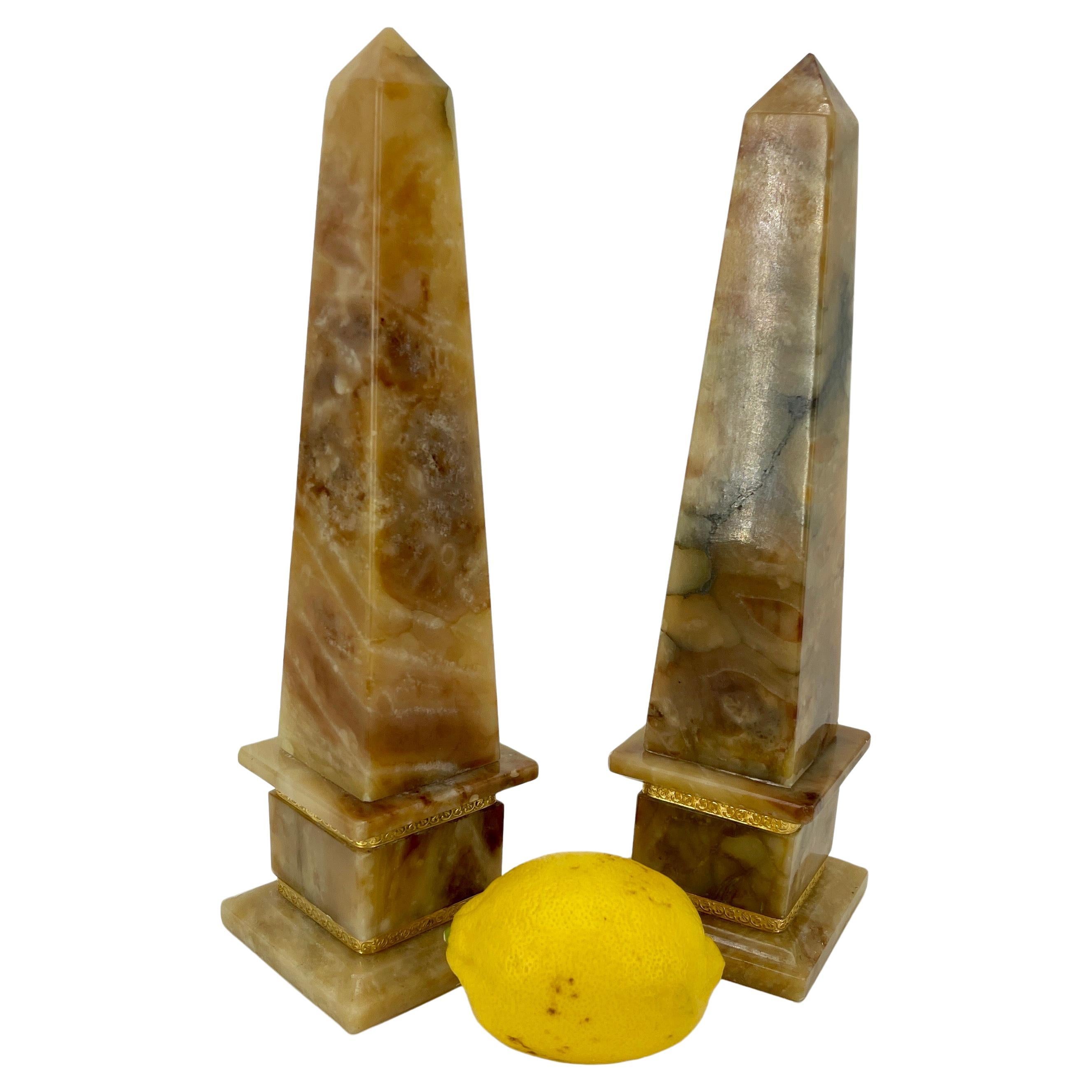 Hand-Crafted Pair of Italian Midcentury Marble Obelisks