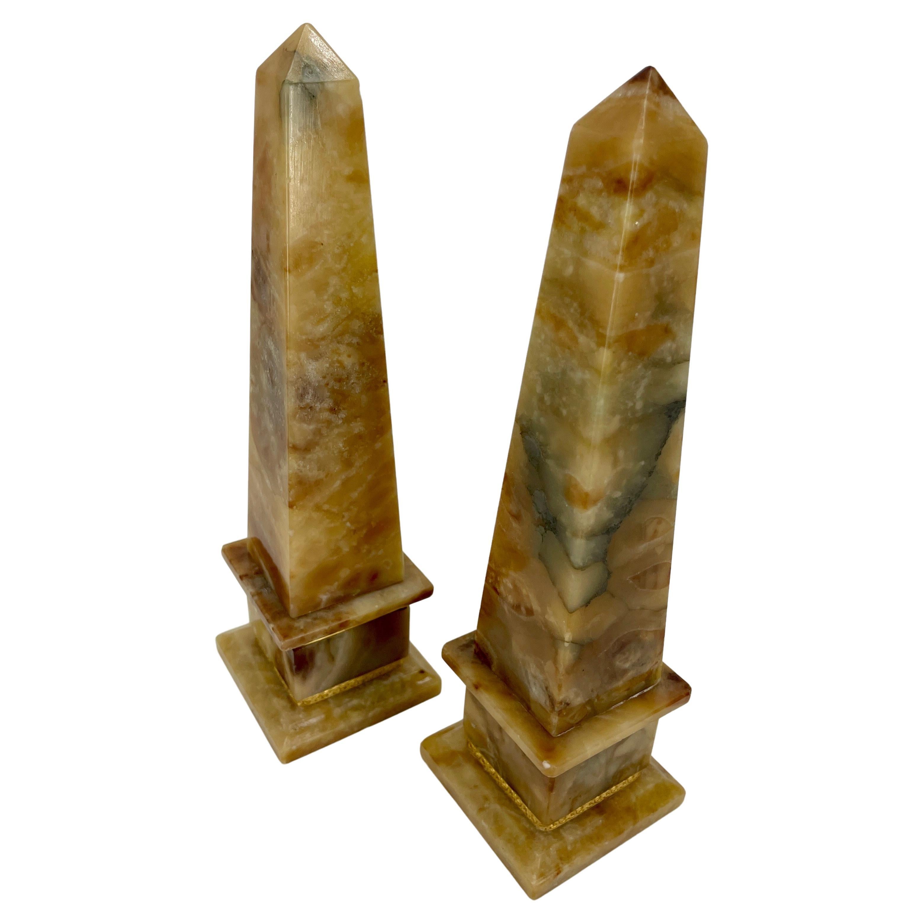 Pair of Italian Midcentury Marble Obelisks 1