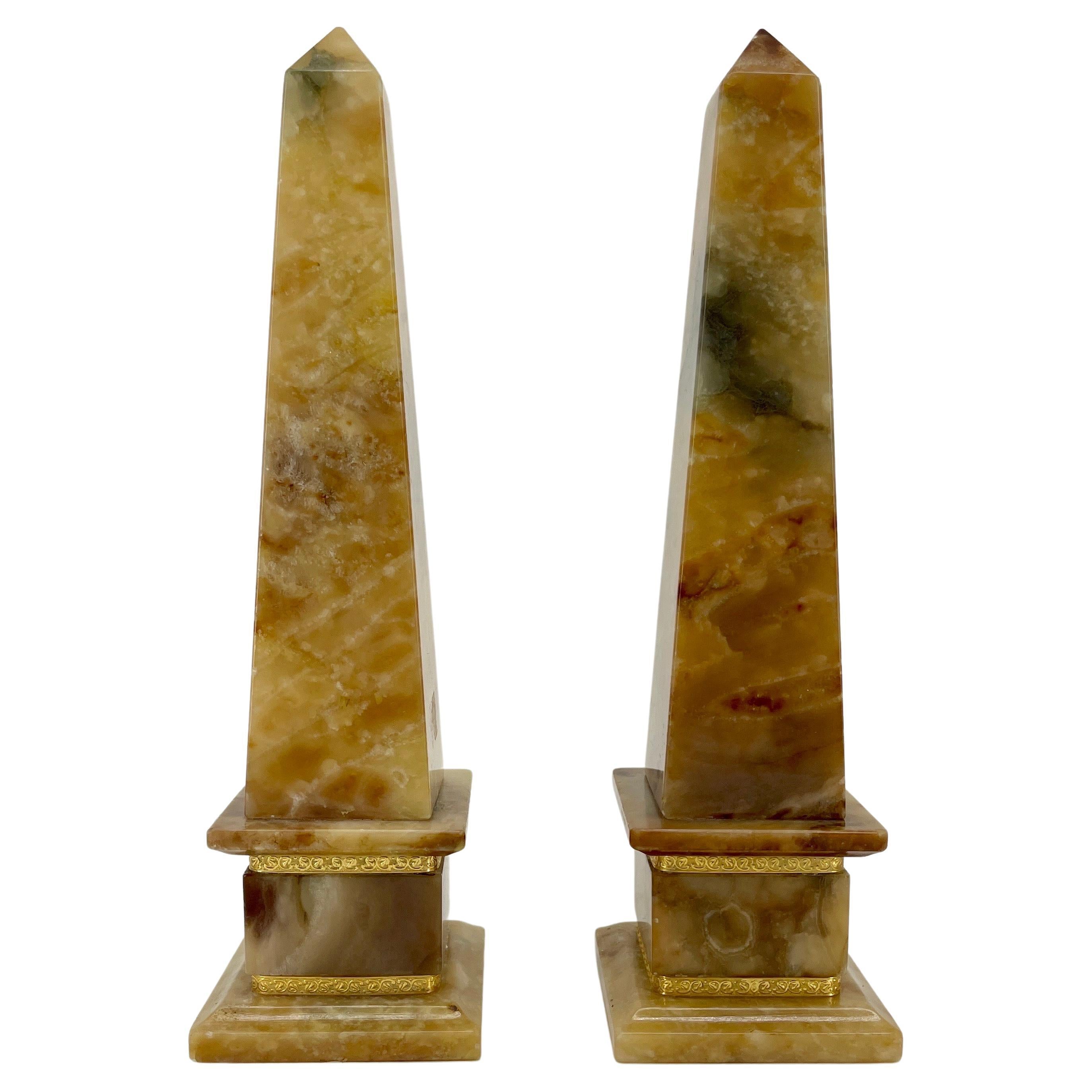 Pair of Italian Midcentury Marble Obelisks