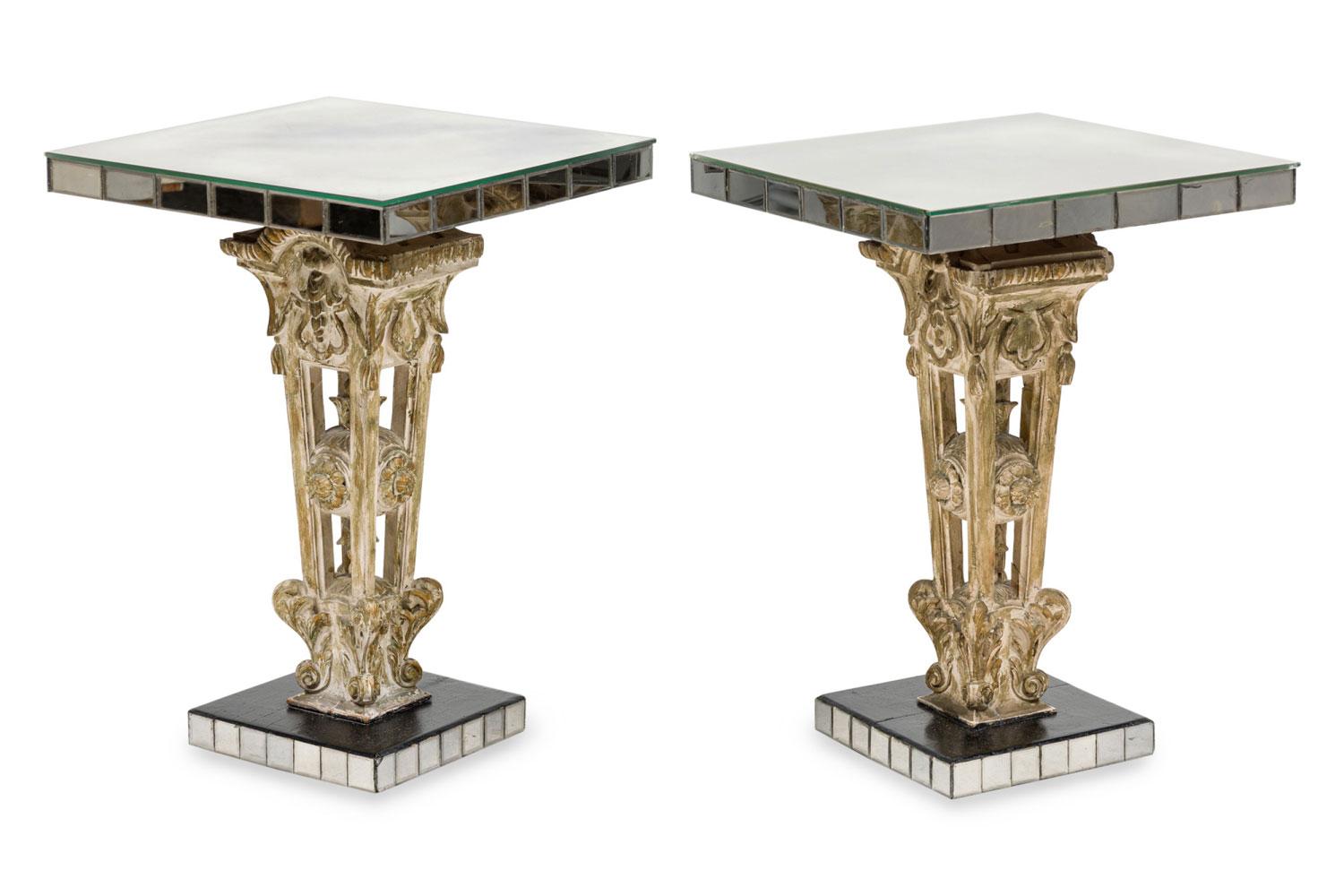 Mid-Century Modern Pair of Italian Mid-Century Mirror Side Tables en vente