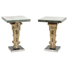 Pair of Italian Mid-Century Mirror Side Tables