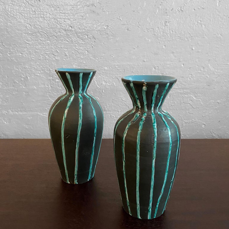 Pair of Italian MidCentury Modern Art Pottery Vases For Sale at 1stDibs