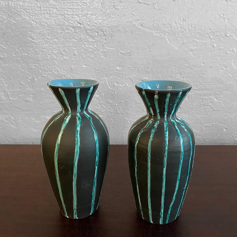 Pair of Italian MidCentury Modern Art Pottery Vases For Sale at 1stDibs