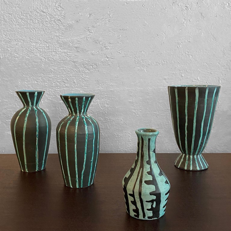 Pair of Italian MidCentury Modern Art Pottery Vases For Sale at 1stDibs