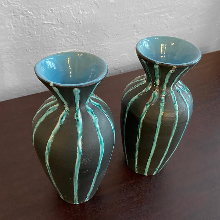 Pair of Italian MidCentury Modern Art Pottery Vases For Sale at 1stDibs
