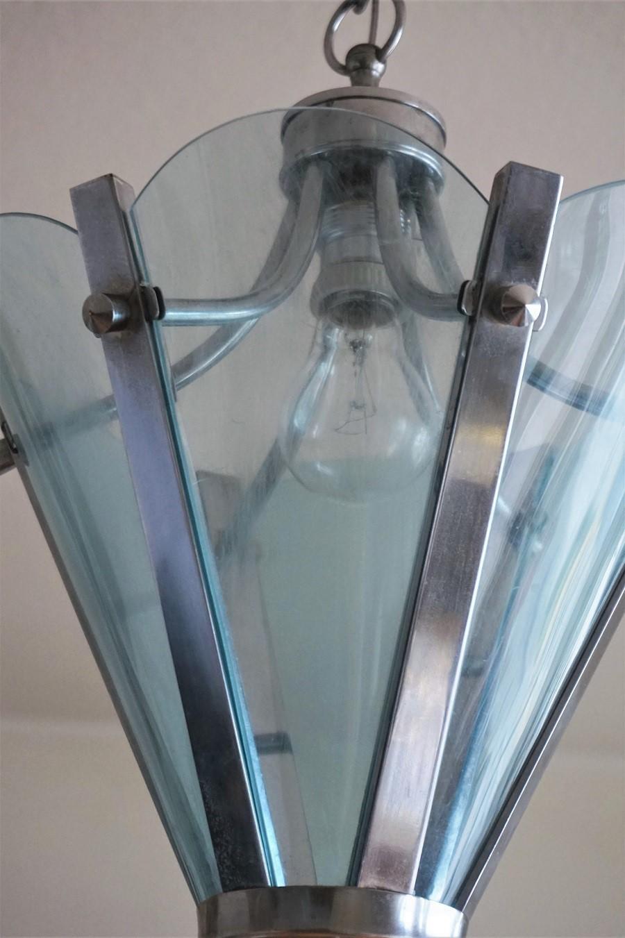 Pair of Italian Blue Lucite Lanterns Chrome Frame, 1960s For Sale 2