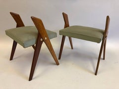 Pair of Italian Mid-Century Modern Benches or Stools, Osvaldo Borsani Attributed