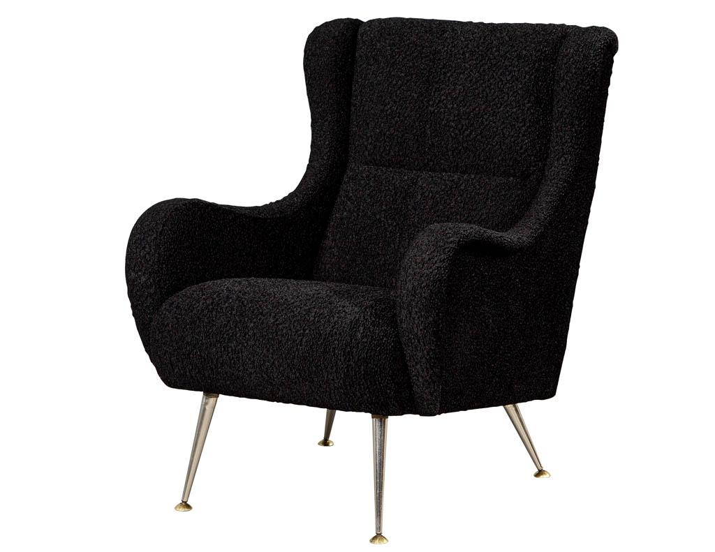 Pair of Italian Mid-Century Modern Black Lounge Chairs in the Style of Zanuso 5