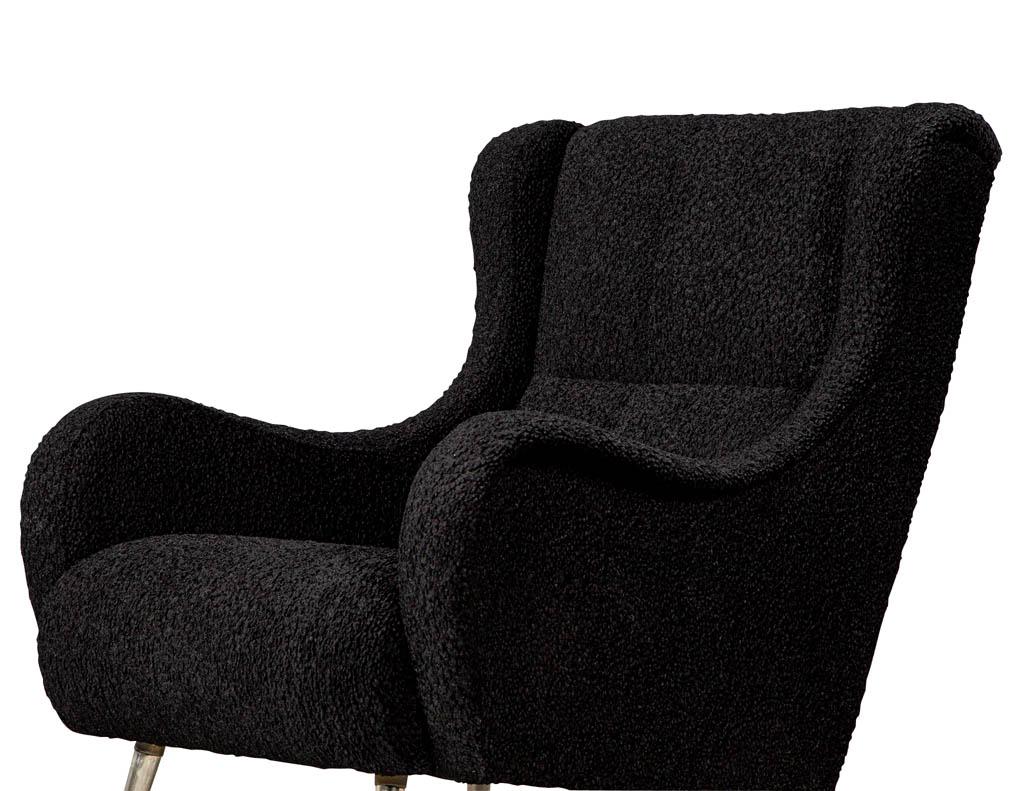 Pair of Italian Mid-Century Modern Black Lounge Chairs in the Style of Zanuso 7