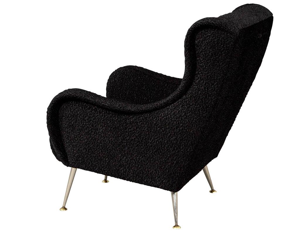 Pair of Italian Mid-Century Modern Black Lounge Chairs in the Style of Zanuso 1