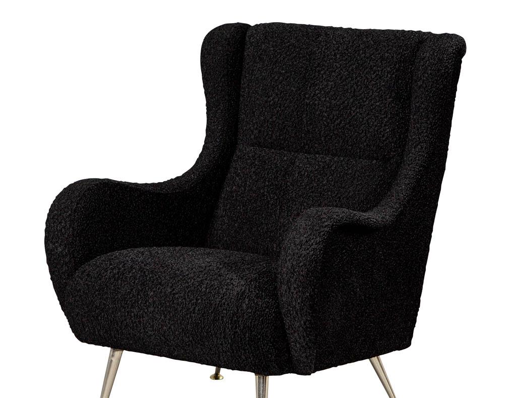 Pair of Italian Mid-Century Modern Black Lounge Chairs in the Style of Zanuso 4