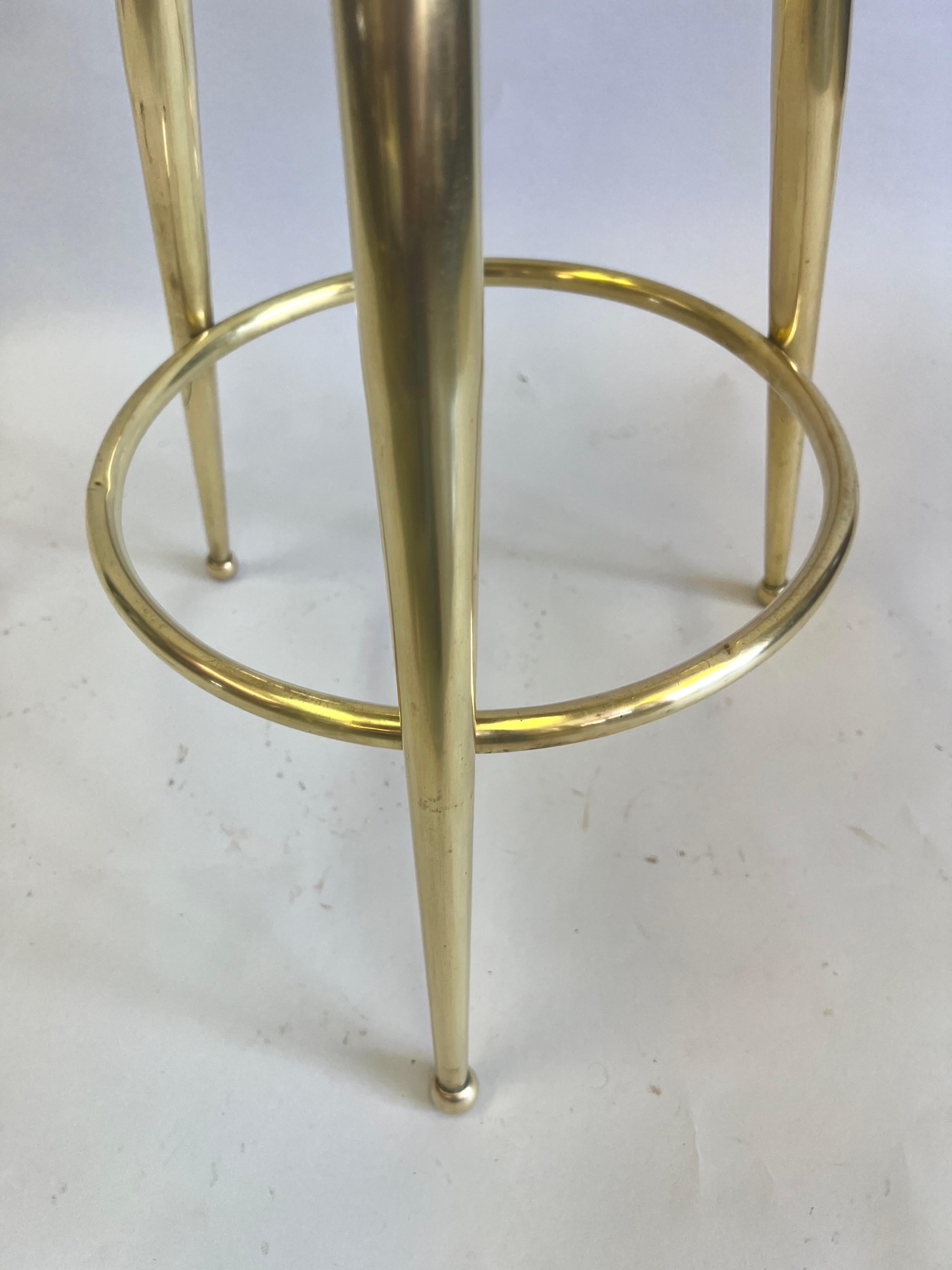 Pair of Italian Mid-Century Modern Brass Bar Stools by Gio Ponti For Sale 7