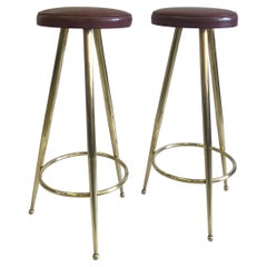 Paar italienische Barhocker aus Messing aus der Mitte des Jahrhunderts von Gio Ponti