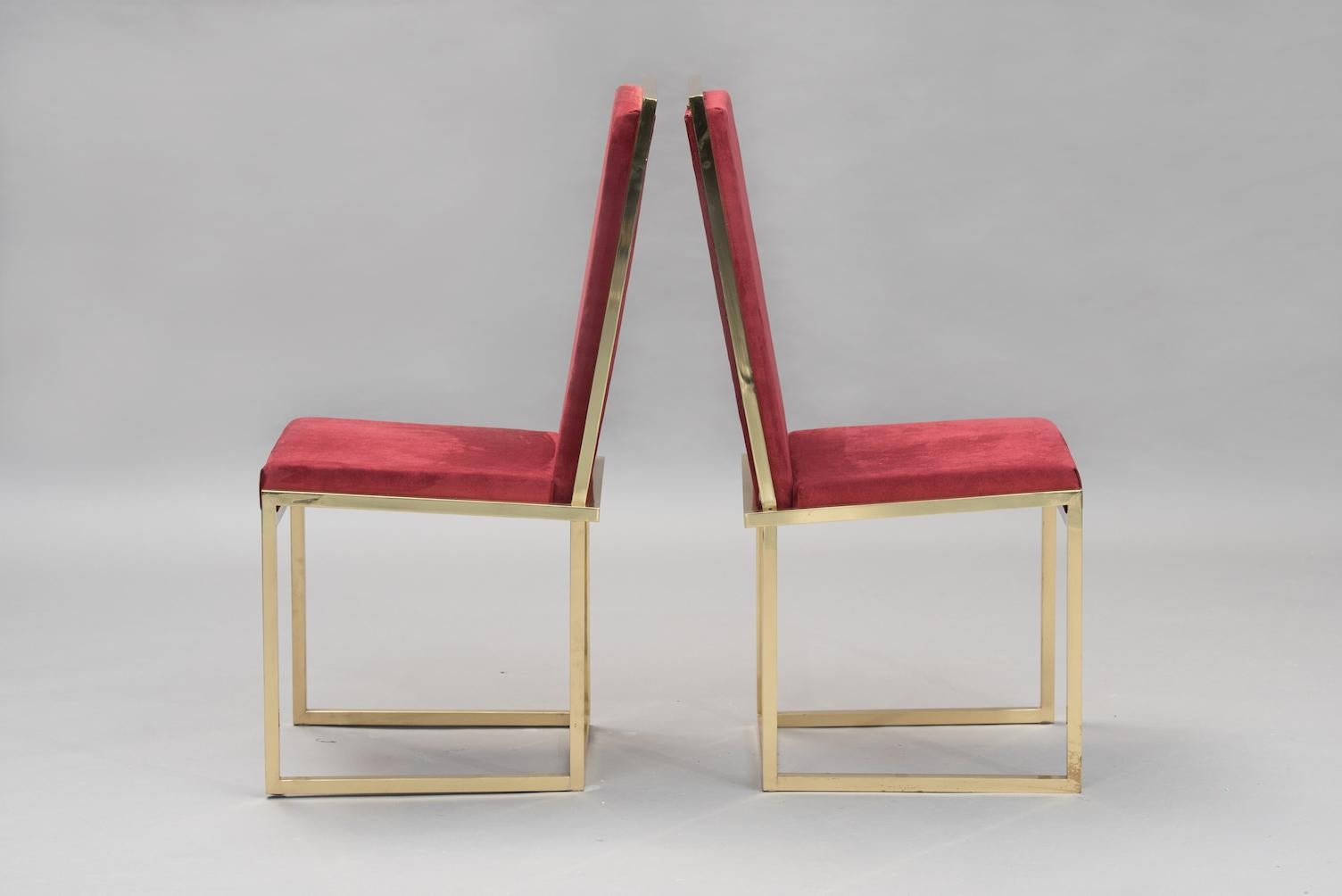 Mid-Century Modern Pair of Italian mid-century modern brass chairs For Sale